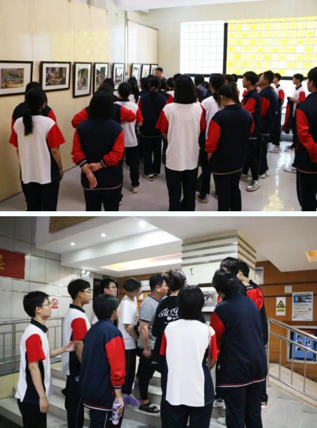 精英华唐艺术高中组织学生观看画展